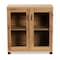 Baxton Studio Zentra Modern and Contemporary Oak Brown Finished Wood 2-Door Storage Cabinet with Glass Doors 189-11994-ZORO - alternate 3